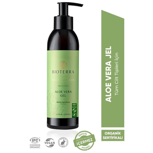 Bioterra Organik Aloe Vera Jel 250 ml | Yüz, Vücut ve Saç Bakımı