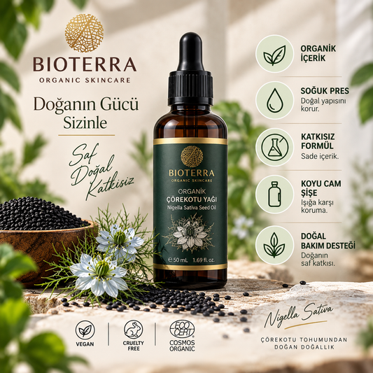 Bioterra Organik Çörekotu Yağı 50 ml | Soğuk Pres