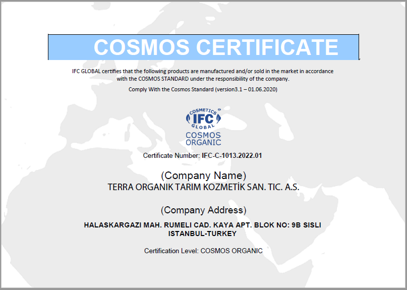 COSMOS ORGANIC Sertifikası