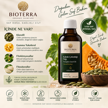 Bioterra Kabak Çekirdeği Yağı 200 ml | Soğuk Pres