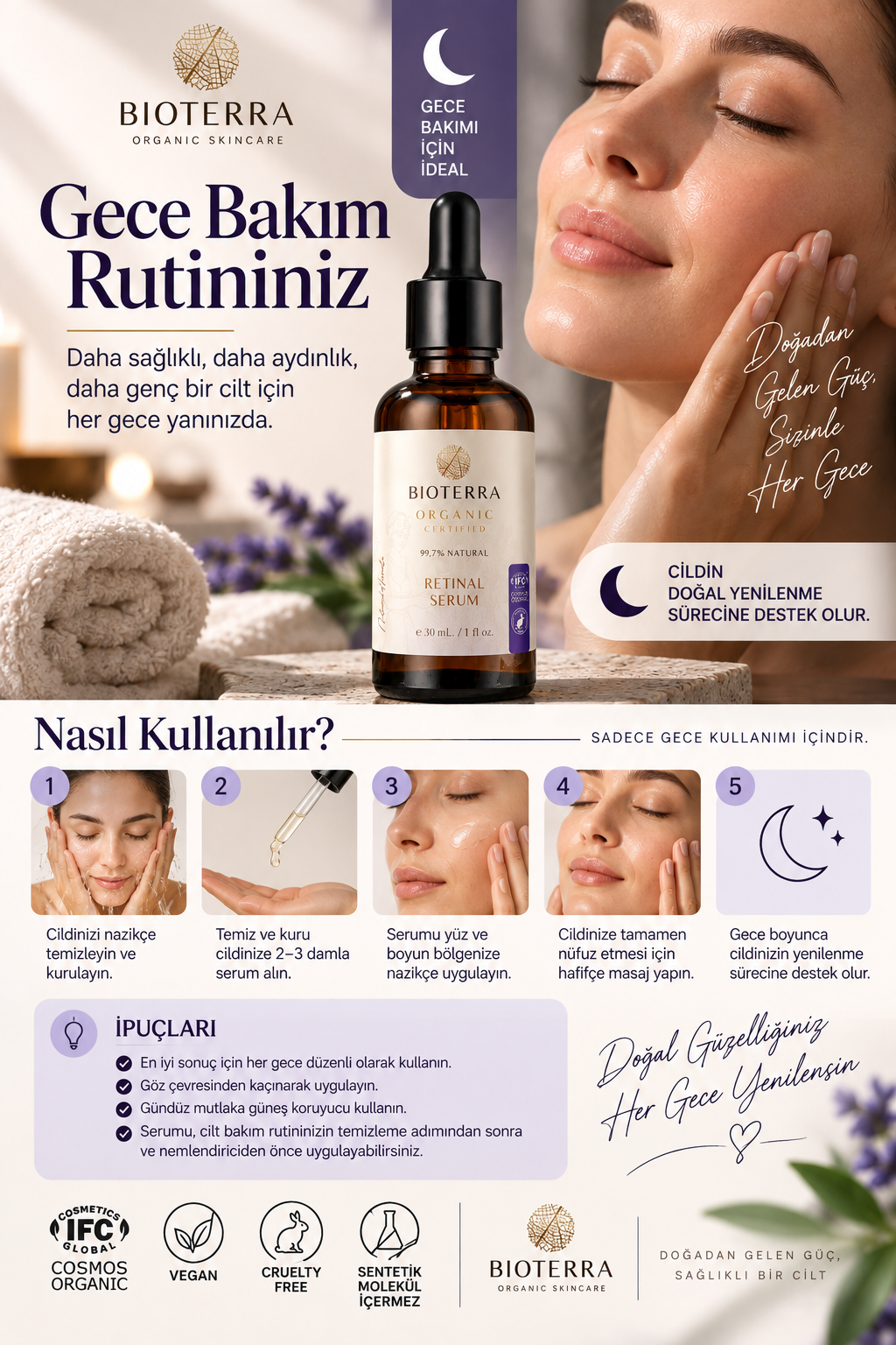 Bioterra Organik Retinal Serum & Hyaluronik Asit 30 ml