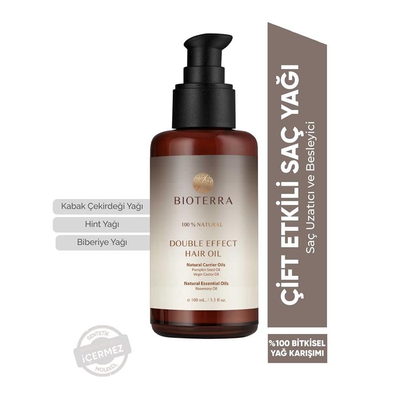 Bioterra Saç Uzatıcı & Yeni Saç Oluşumu Destekleyen Bakım Yağı – Double Effect 100Ml