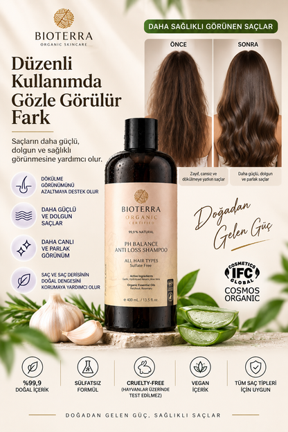 Bioterra Organik pH Balance Dökülme Karşıtı Şampuan 400 ml