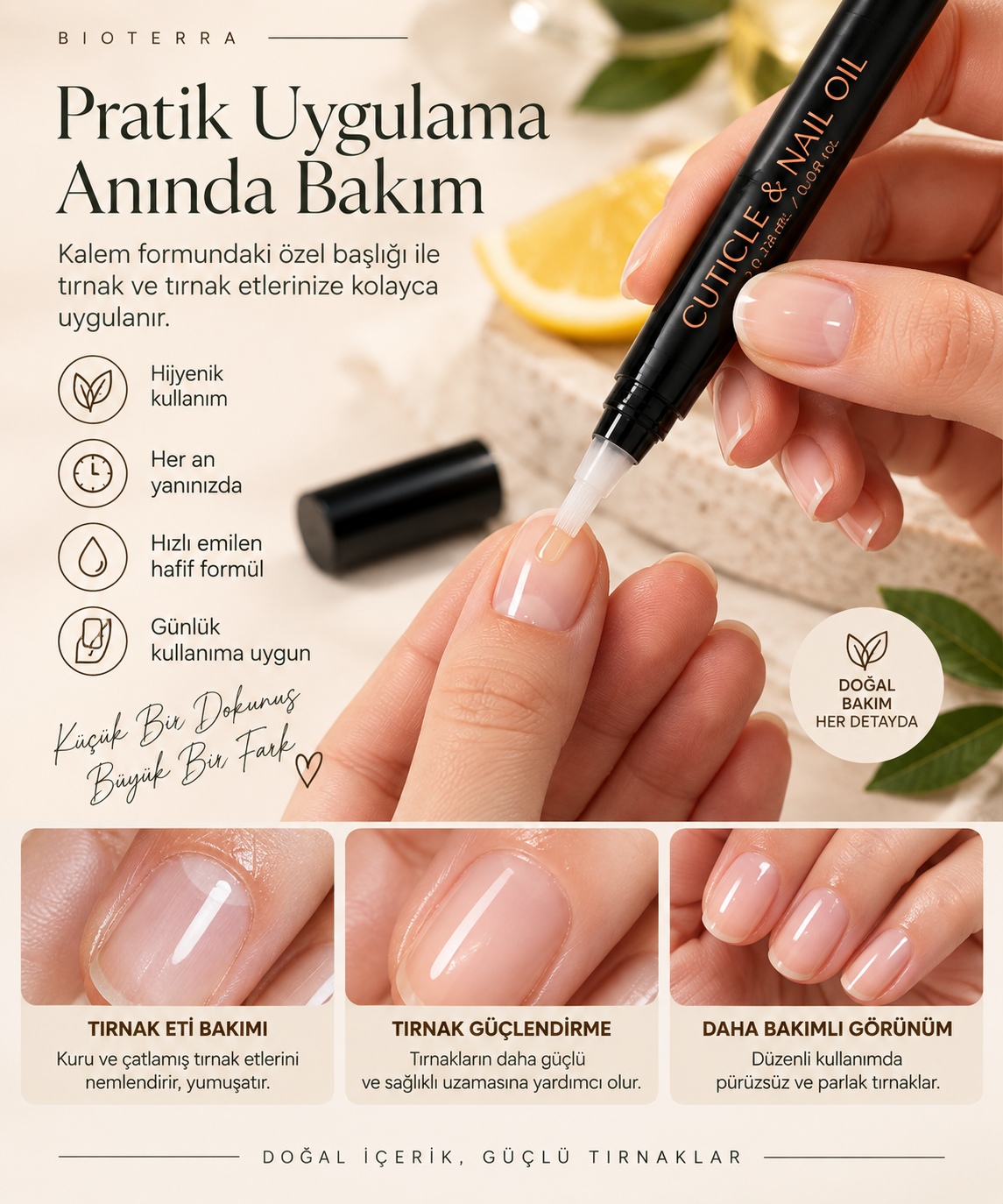 Bioterra Organik Tırnak & Tırnak Eti Bakım Yağı 2,8 ml